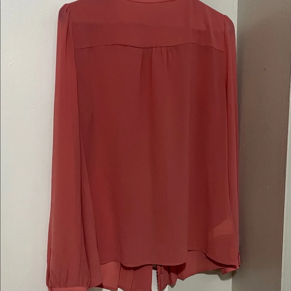 LOFT Rose Pink Pleated Button-Front Blouse - Picture 3 of 4